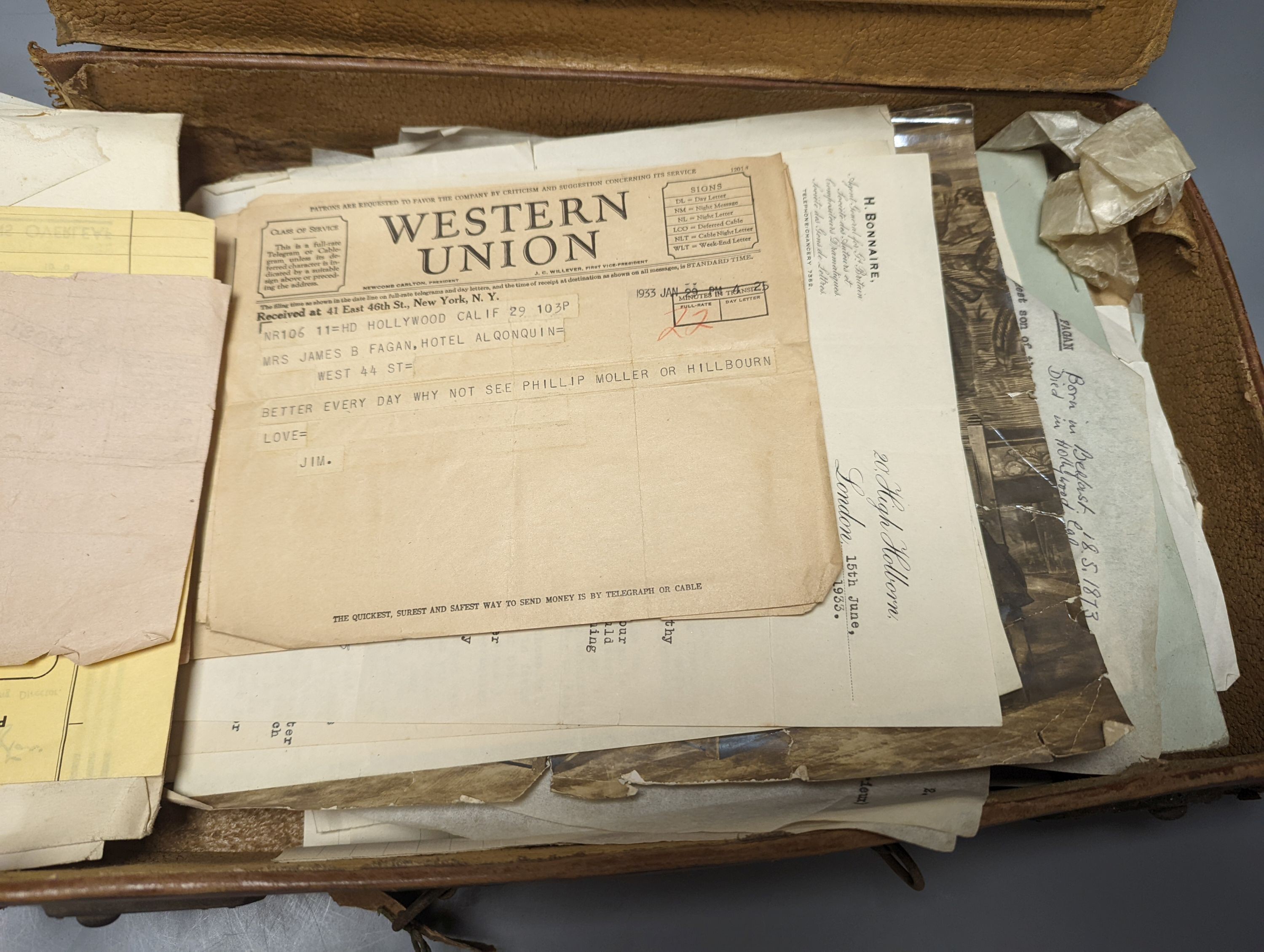 James B Fagan (1873-1933) Irish playwright, correspondence, ephemera to and from the writer including a letter from Gielgud